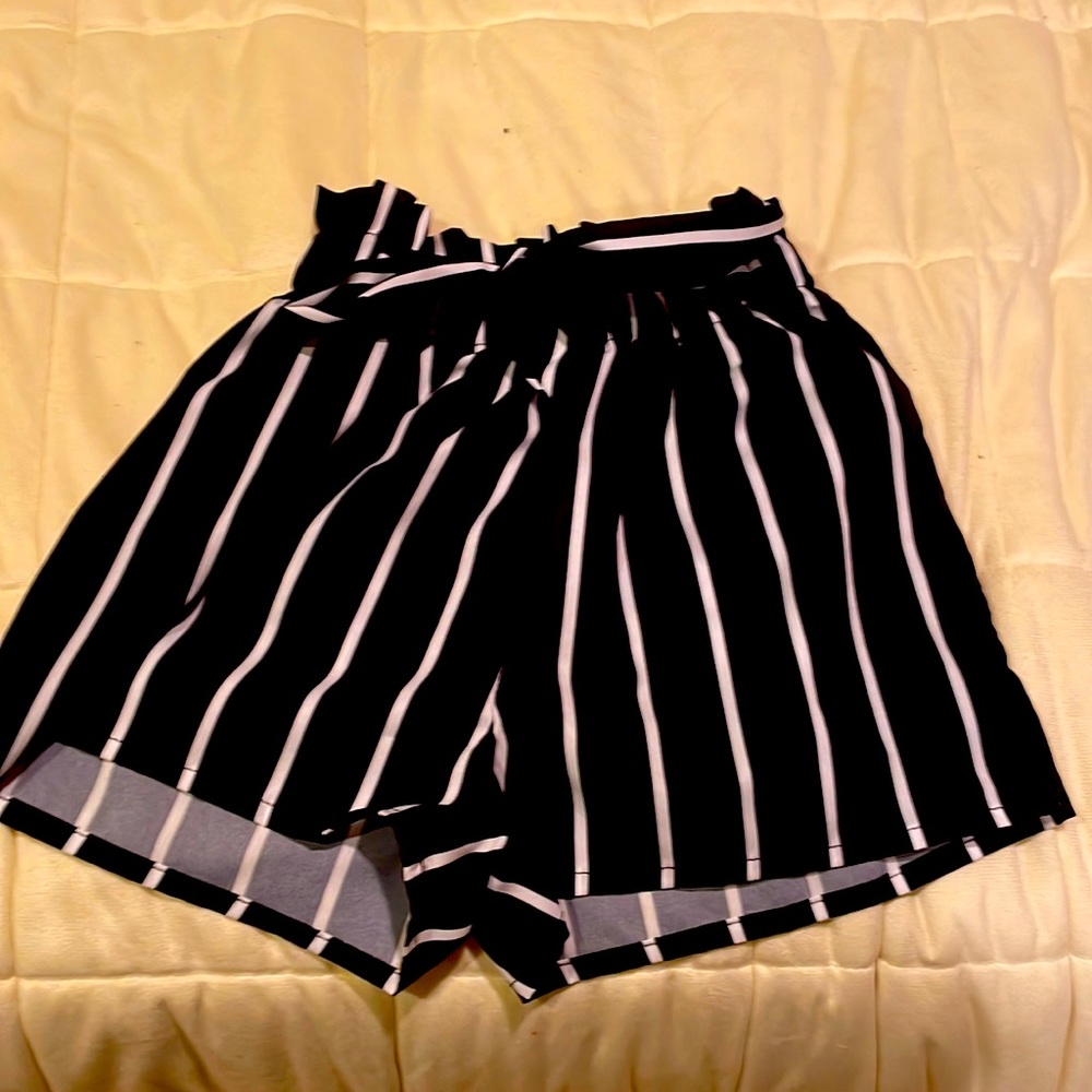 Black and white striped shorts